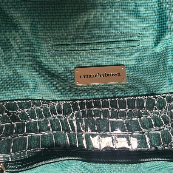 Green Women’s Samantha Brown Large Croc Embossed Tote Bag - Picture 3 of 9